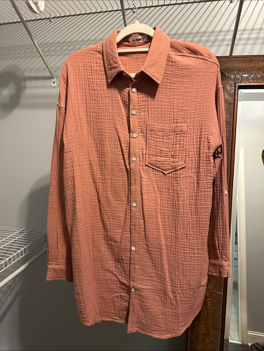 In Bloom woman’s Button-Down dress in coral